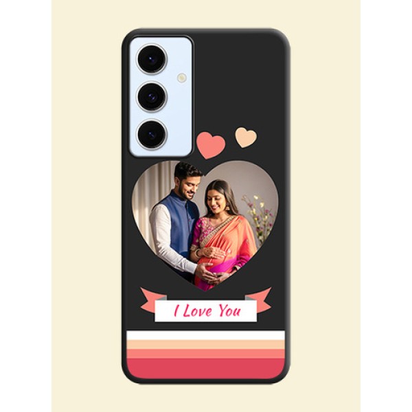 Love Shaped Photo with Colorful Stripes On Space Black Custom Soft Matte Mobile Back Cover - Galaxy S24 FE 5G Love Shaped Photo with Colorful Stripes On Space Black Custom Soft Matte Mobile Back Cover - Galaxy S24 FE 5G