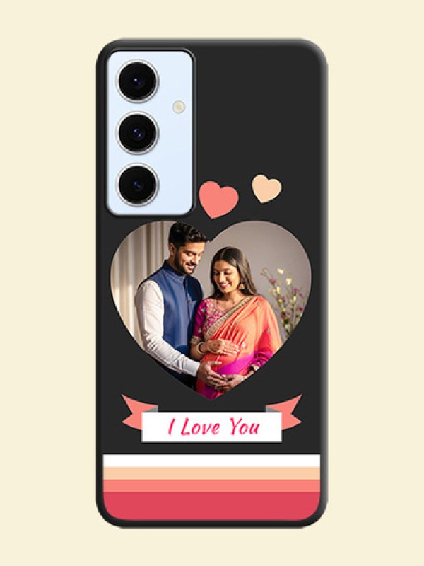 Love Shaped Photo with Colorful Stripes On Space Black Custom Soft Matte Mobile Back Cover - Galaxy S24 FE 5G