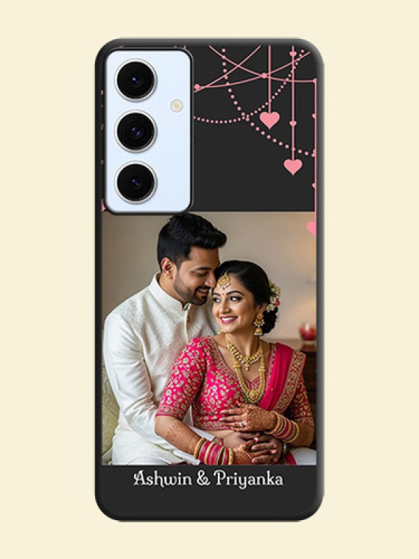 Pink Love Hangings with Text On Space Black Custom Soft Matte Mobile Back Cover - Galaxy S24 FE 5G