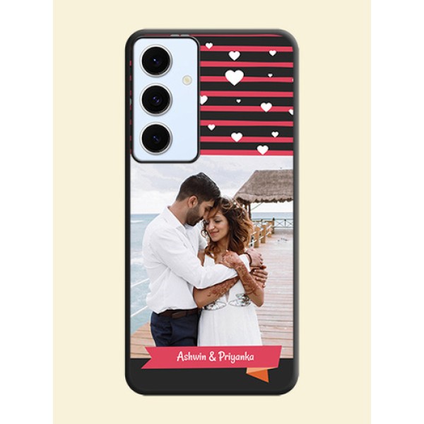 White Color Love Symbols with Pink Lines Pattern On Space Black Custom Soft Matte Mobile Back Cover - Galaxy S24 FE 5G White Color Love Symbols with Pink Lines Pattern On Space Black Custom Soft Matte Mobile Back Cover - Galaxy S24 FE 5G