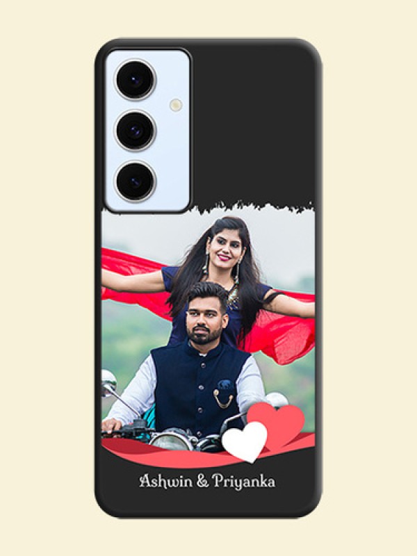 Pin Color Love Shaped Ribbon Design with Text On Space Black Custom Soft Matte Mobile Back Cover - Galaxy S24 FE 5G