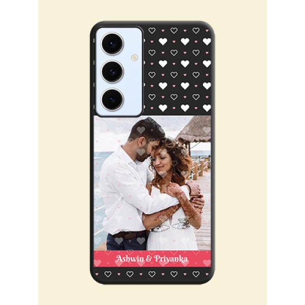 White Color Love Symbols with Text Design on Photo On Space Black Custom Soft Matte Mobile Back Cover - Galaxy S24 FE 5G White Color Love Symbols with Text Design on Photo On Space Black Custom Soft Matte Mobile Back Cover - Galaxy S24 FE 5G