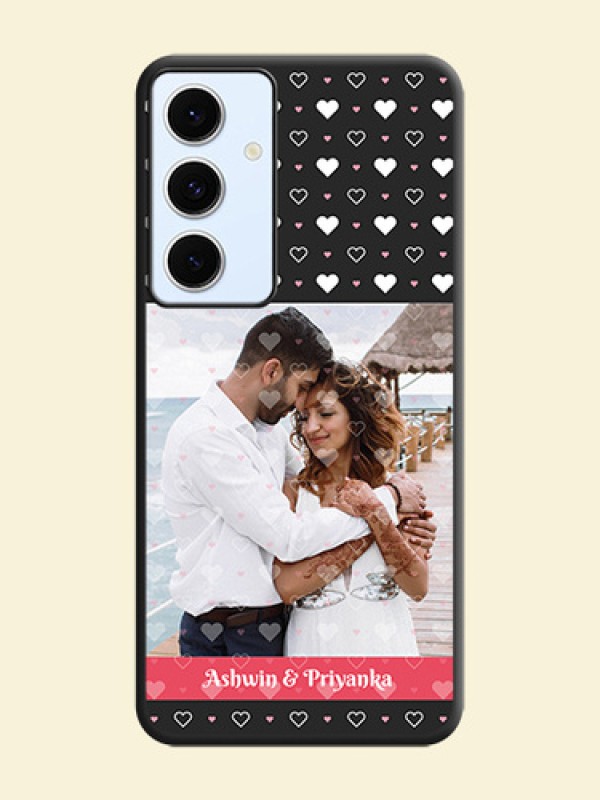 White Color Love Symbols with Text Design on Photo On Space Black Custom Soft Matte Mobile Back Cover - Galaxy S24 FE 5G