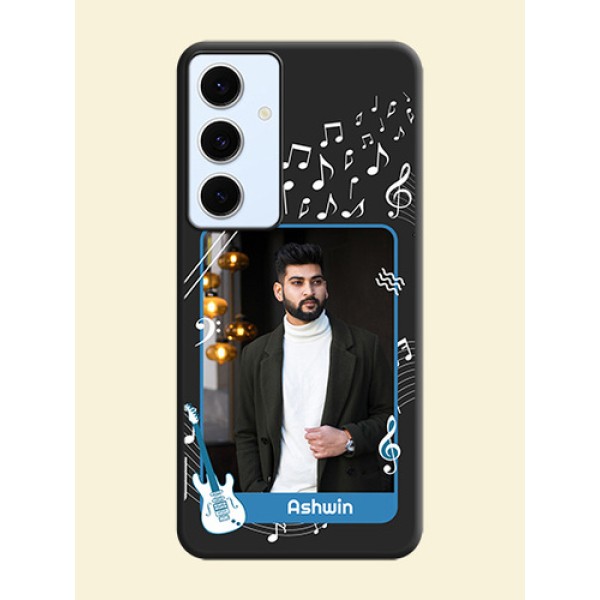 Musical Theme Design with Text on Photo On Space Black Custom Soft Matte Mobile Back Cover - Galaxy S24 FE 5G Musical Theme Design with Text on Photo On Space Black Custom Soft Matte Mobile Back Cover - Galaxy S24 FE 5G