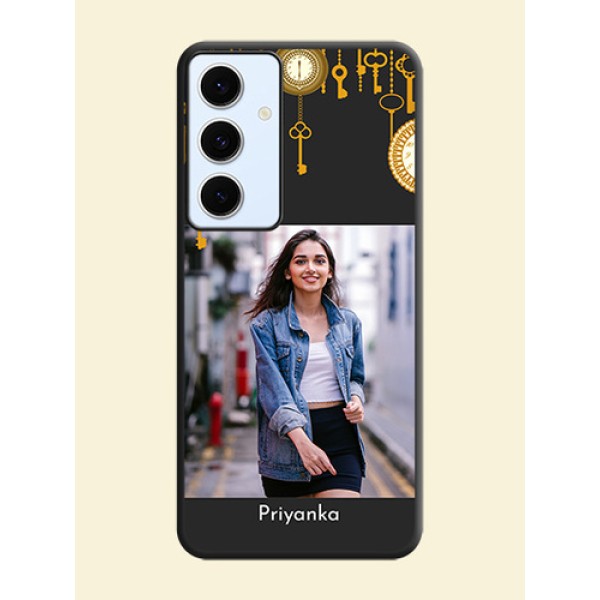 Decorative Design with Text On Space Black Custom Soft Matte Mobile Back Cover - Galaxy S24 FE 5G Decorative Design with Text On Space Black Custom Soft Matte Mobile Back Cover - Galaxy S24 FE 5G