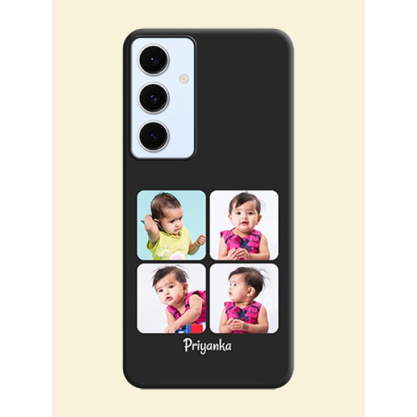 Floral Art with 6 Image Holder on Photo On Space Black Custom Soft Matte Mobile Back Cover - Galaxy S24 FE 5G Floral Art with 6 Image Holder on Photo On Space Black Custom Soft Matte Mobile Back Cover - Galaxy S24 FE 5G
