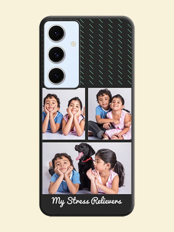 Cross Dotted Pattern with 2 Image Holder On Space Black Custom Soft Matte Mobile Back Cover - Galaxy S24 FE 5G