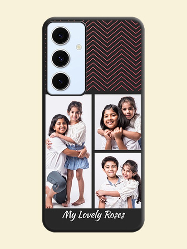 Wave Pattern with 3 Image Holder On Space Black Custom Soft Matte Mobile Back Cover - Galaxy S24 FE 5G
