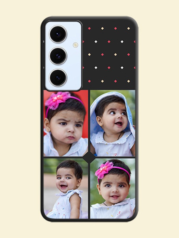 Multicolor Dotted Pattern with 4 Image Holder On Space Black Custom Soft Matte Mobile Back Cover - Galaxy S24 FE 5G
