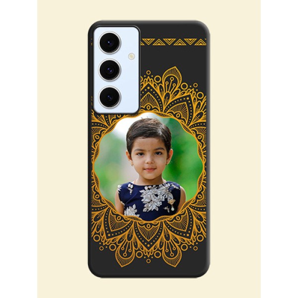 Round Image with Floral Design On Space Black Custom Soft Matte Mobile Back Cover - Galaxy S24 FE 5G Round Image with Floral Design On Space Black Custom Soft Matte Mobile Back Cover - Galaxy S24 FE 5G
