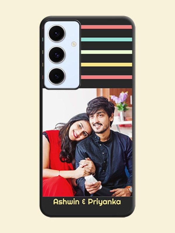Color Stripes with Photo and Text on Photo On Space Black Custom Soft Matte Mobile Back Cover - Galaxy S24 FE 5G