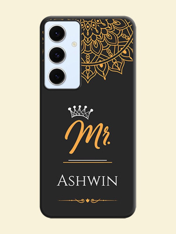Mr Name with Floral Design On Space Black Custom Soft Matte Mobile Back Cover - Galaxy S24 FE 5G