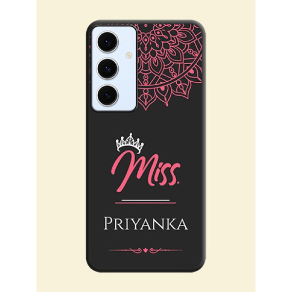 Mrs Name with Floral Design On Space Black Custom Soft Matte Mobile Back Cover - Galaxy S24 FE 5G Mrs Name with Floral Design On Space Black Custom Soft Matte Mobile Back Cover - Galaxy S24 FE 5G