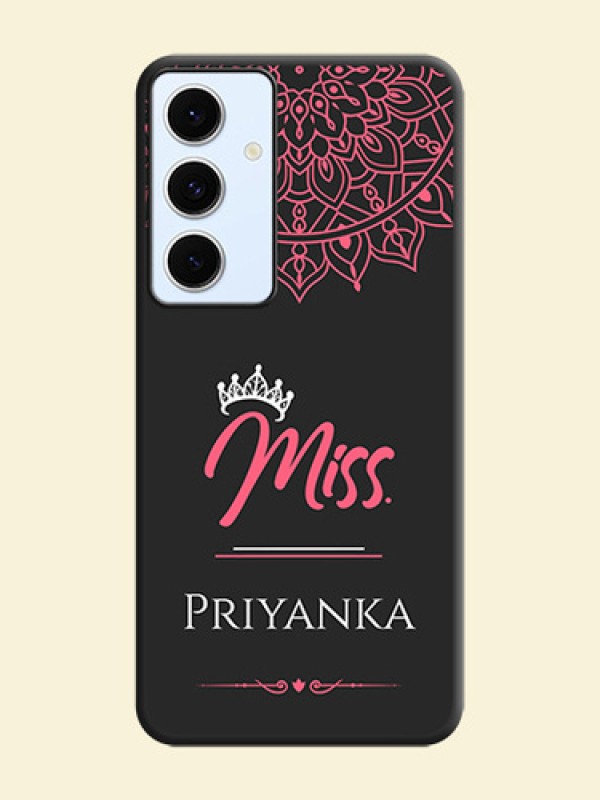 Mrs Name with Floral Design On Space Black Custom Soft Matte Mobile Back Cover - Galaxy S24 FE 5G