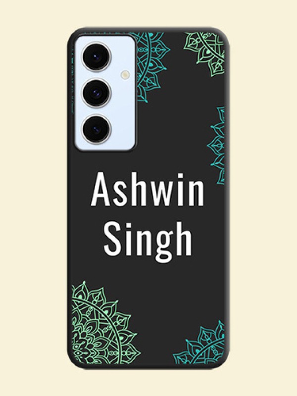 Your Name with Floral Design On Space Black Custom Soft Matte Mobile Back Cover - Galaxy S24 FE 5G