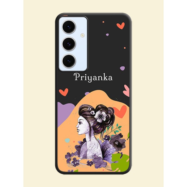 Namecase For Her With Fancy Lady Image On Space Black Custom Soft Matte Mobile Back Cover - Galaxy S24 FE 5G