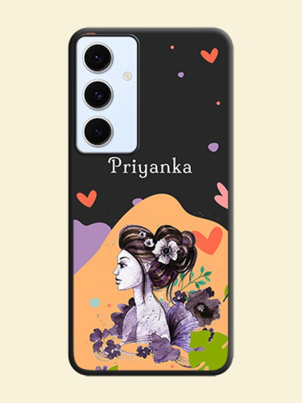 Namecase For Her With Fancy Lady Image On Space Black Custom Soft Matte Mobile Back Cover - Galaxy S24 FE 5G