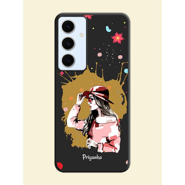 Mordern Lady With Color Splash Background With Custom Text On Space Black Custom Soft Matte Mobile Back Cover - Galaxy S24 FE 5G