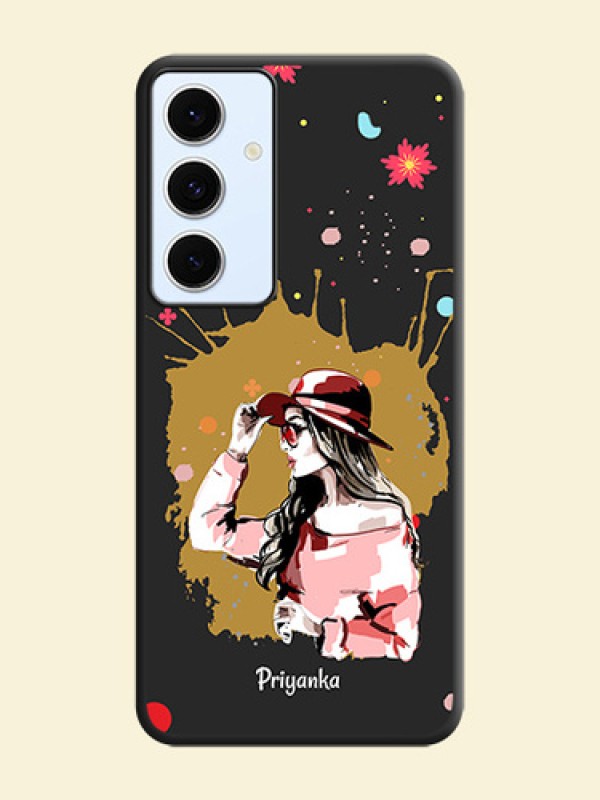 Mordern Lady With Color Splash Background With Custom Text On Space Black Custom Soft Matte Mobile Back Cover - Galaxy S24 FE 5G