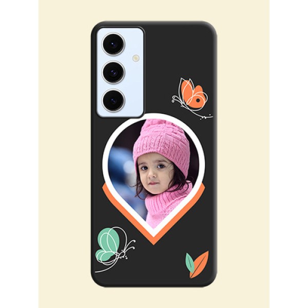Upload Pic With Simple Butterly Design On Space Black Custom Soft Matte Mobile Back Cover - Galaxy S24 FE 5G Upload Pic With Simple Butterly Design On Space Black Custom Soft Matte Mobile Back Cover - Galaxy S24 FE 5G