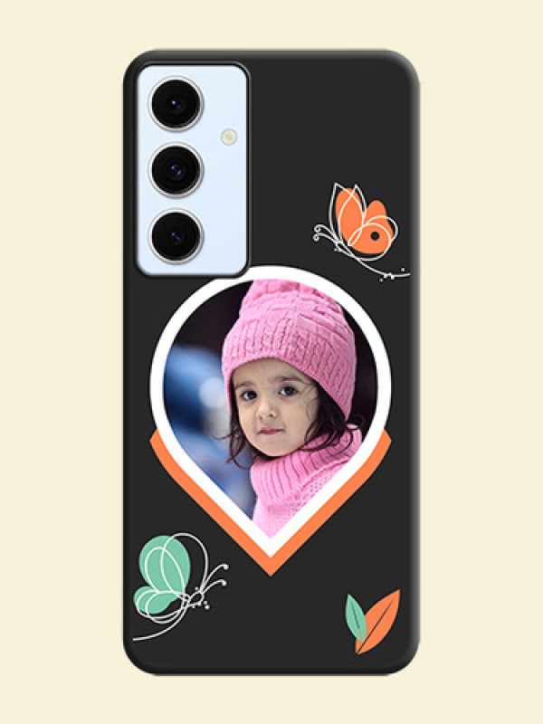 Upload Pic With Simple Butterly Design On Space Black Custom Soft Matte Mobile Back Cover - Galaxy S24 FE 5G