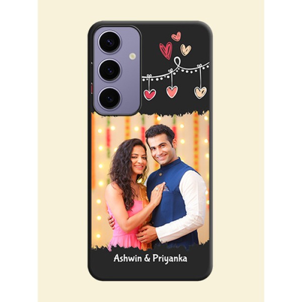 Pink Love Hangings with Name on Space Black Custom Soft Matte Phone Cases - Galaxy S24 Plus 5G Pink Love Hangings with Name on Space Black Custom Soft Matte Phone Cases - Galaxy S24 Plus 5G