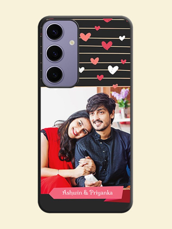Love Pattern with Name on Pink Ribbon - Photo on Space Black Soft Matte Back Cover - Galaxy S24 Plus 5G