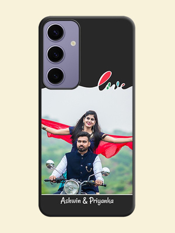 Fall in Love Pattern with Picture - Photo on Space Black Soft Matte Mobile Case - Galaxy S24 Plus 5G