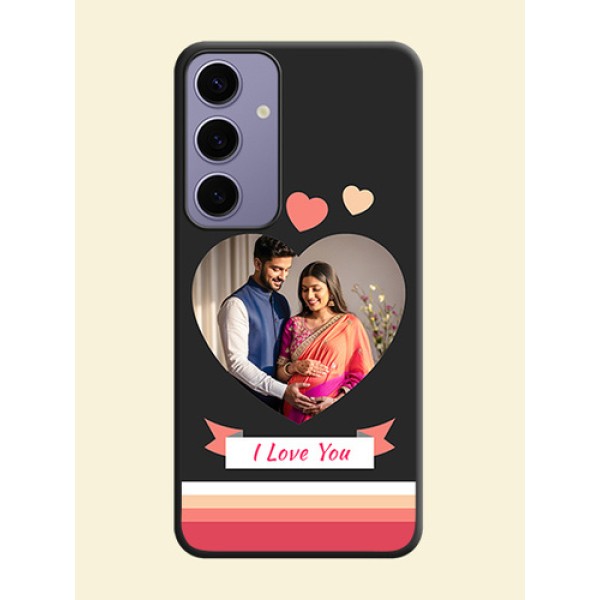 Love Shaped Photo with Colorful Stripes on Personalised Space Black Soft Matte Cases - Galaxy S24 Plus 5G Love Shaped Photo with Colorful Stripes on Personalised Space Black Soft Matte Cases - Galaxy S24 Plus 5G