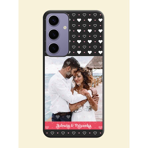 White Color Love Symbols with Text Design - Photo on Space Black Soft Matte Phone Cover - Galaxy S24 Plus 5G