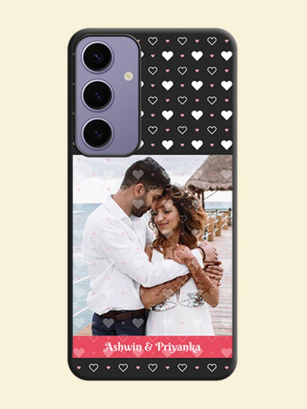 White Color Love Symbols with Text Design - Photo on Space Black Soft Matte Phone Cover - Galaxy S24 Plus 5G