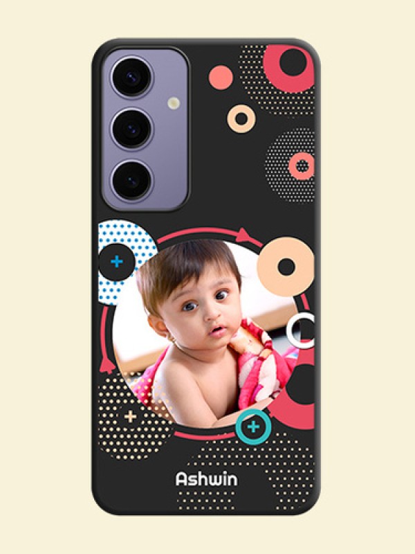 Multicoloured Round Image on Personalised Space Black Soft Matte Cases - Galaxy S24 Plus 5G