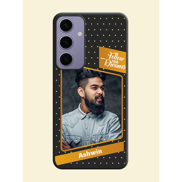 Follow Your Dreams with White Dots on Space Black Custom Soft Matte Phone Cases - Galaxy S24 Plus 5G Follow Your Dreams with White Dots on Space Black Custom Soft Matte Phone Cases - Galaxy S24 Plus 5G