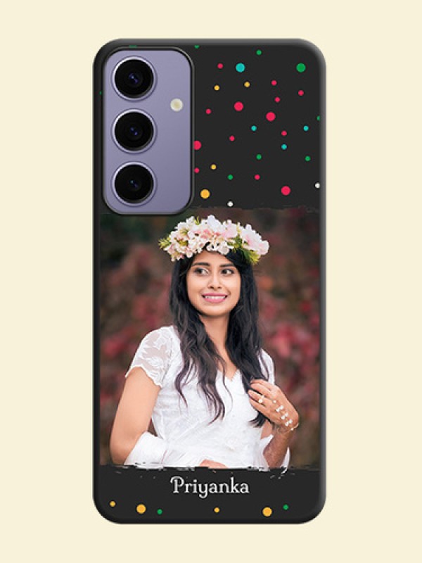 Multicolor Dotted Pattern with Text on Space Black Custom Soft Matte Phone Back Cover - Galaxy S24 Plus 5G