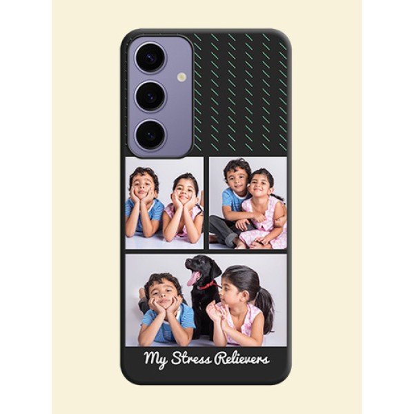 Cross Dotted Pattern with 2 Image Holder on Personalised Space Black Soft Matte Cases - Galaxy S24 Plus 5G Cross Dotted Pattern with 2 Image Holder on Personalised Space Black Soft Matte Cases - Galaxy S24 Plus 5G