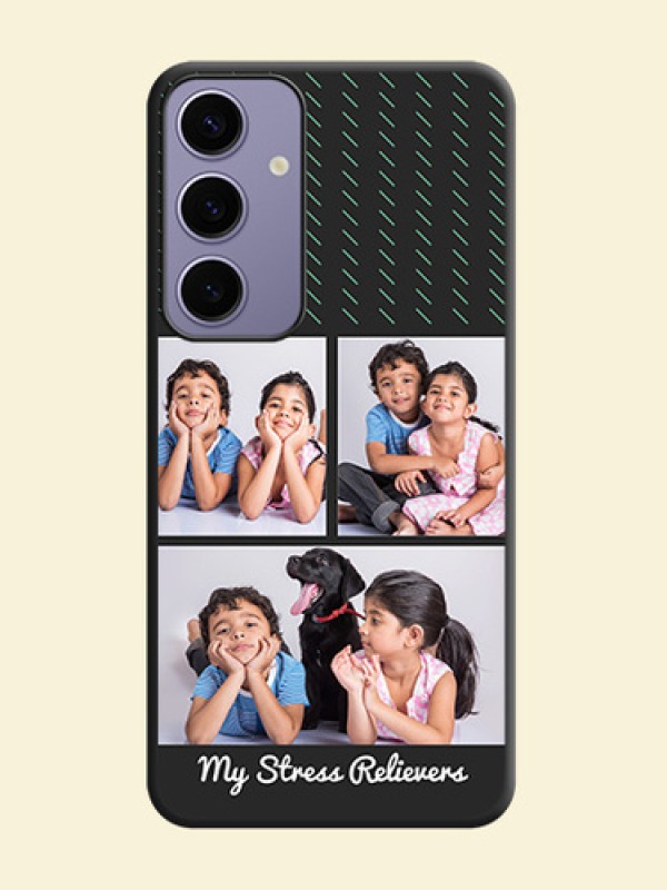 Cross Dotted Pattern with 2 Image Holder on Personalised Space Black Soft Matte Cases - Galaxy S24 Plus 5G