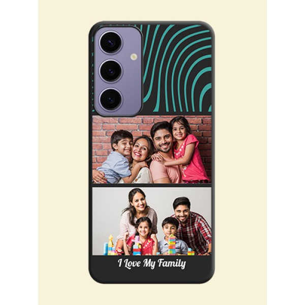 Wave Pattern with 2 Image Holder on Space Black Personalized Soft Matte Phone Covers - Galaxy S24 Plus 5G Wave Pattern with 2 Image Holder on Space Black Personalized Soft Matte Phone Covers - Galaxy S24 Plus 5G