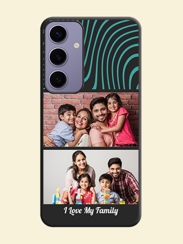 Wave Pattern with 2 Image Holder on Space Black Personalized Soft Matte Phone Covers - Galaxy S24 Plus 5G