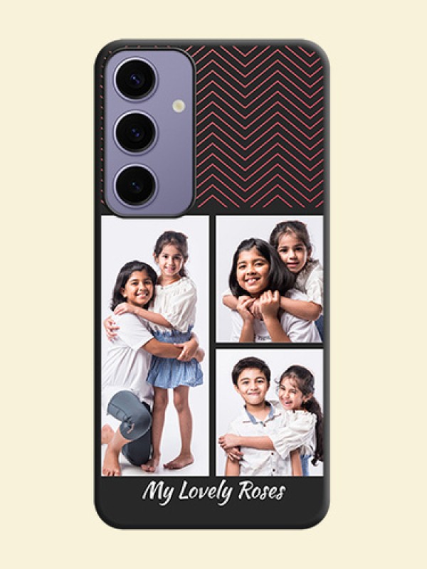 Wave Pattern with 3 Image Holder on Space Black Custom Soft Matte Back Cover - Galaxy S24 Plus 5G