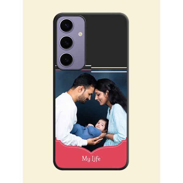 Classic Plain Design with Name - Photo on Space Black Soft Matte Phone Cover - Galaxy S24 Plus 5G