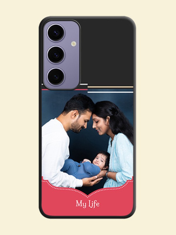 Classic Plain Design with Name - Photo on Space Black Soft Matte Phone Cover - Galaxy S24 Plus 5G