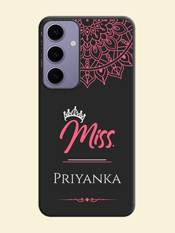 Mrs Name with Floral Design on Space Black Personalized Soft Matte Phone Covers - Galaxy S24 Plus 5G
