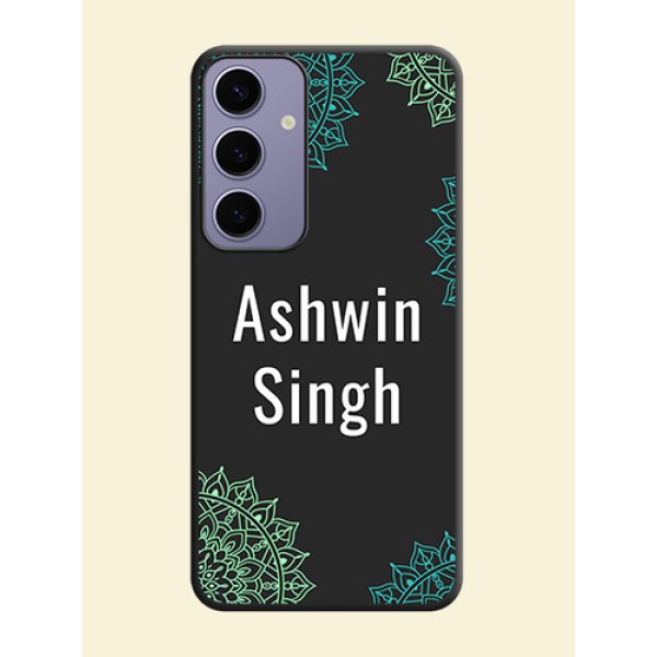 Your Name with Floral Design on Space Black Custom Soft Matte Back Cover - Galaxy S24 Plus 5G Your Name with Floral Design on Space Black Custom Soft Matte Back Cover - Galaxy S24 Plus 5G