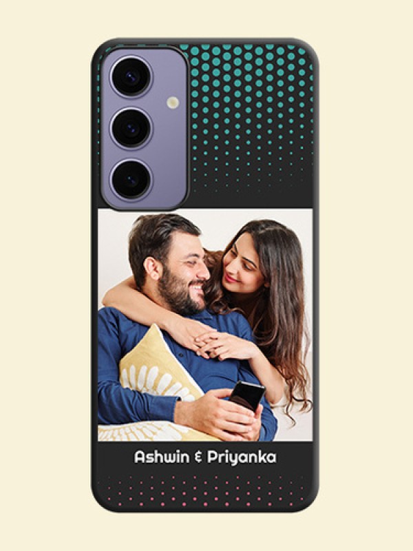 Faded Dots with Grunge Photo Frame and Text on Space Black Custom Soft Matte Phone Cases - Galaxy S24 Plus 5G
