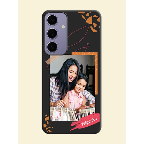 Orange Photo Frame on Space Black Custom Soft Matte Phone Back Cover - Galaxy S24 Plus 5G Orange Photo Frame on Space Black Custom Soft Matte Phone Back Cover - Galaxy S24 Plus 5G