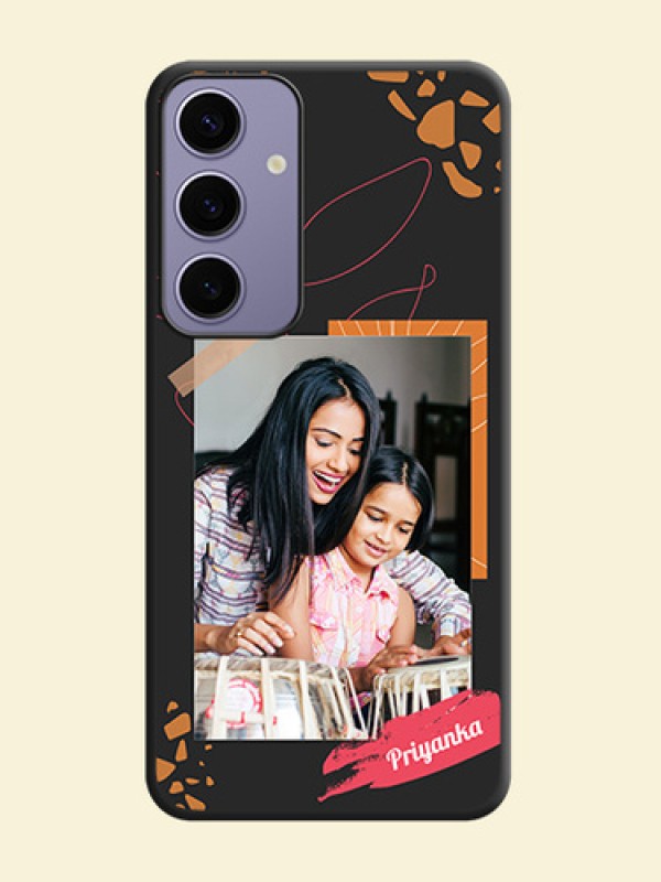 Orange Photo Frame on Space Black Custom Soft Matte Phone Back Cover - Galaxy S24 Plus 5G