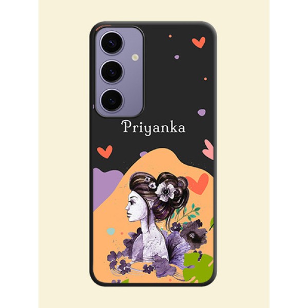 Namecase For Her With Fancy Lady Image On Space Black Personalized Soft Matte Phone Covers - Galaxy S24 Plus 5G Namecase For Her With Fancy Lady Image On Space Black Personalized Soft Matte Phone Covers - Galaxy S24 Plus 5G