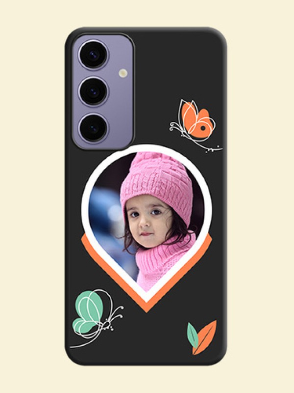 Upload Pic With Simple Butterly Design On Space Black Personalized Soft Matte Phone Covers - Galaxy S24 Plus 5G