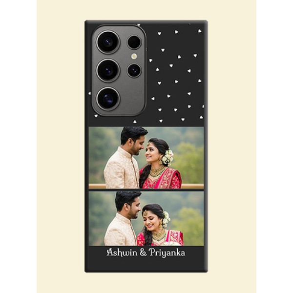 Miniature Love Symbols with Name on Space Black Custom Soft Matte Back Cover - Galaxy S24 Ultra 5G Miniature Love Symbols with Name on Space Black Custom Soft Matte Back Cover - Galaxy S24 Ultra 5G