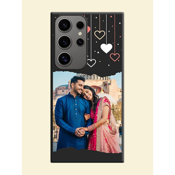 Love Hangings with Splash Wave Picture on Space Black Custom Soft Matte Phone Back Cover - Galaxy S24 Ultra 5G Love Hangings with Splash Wave Picture on Space Black Custom Soft Matte Phone Back Cover - Galaxy S24 Ultra 5G